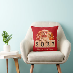 Cojín Decorativo Feliz Año Nuevo 2027 Año de la Cabra
