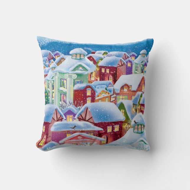 Cojín Decorativo Feliz año nuevo cubierto de nieve (Anverso)
