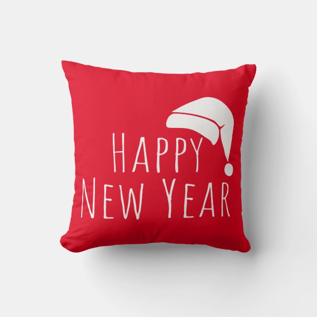 Cojín Decorativo Feliz Año Nuevo Santa Hat (Anverso)