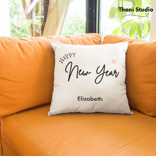 Cojín Decorativo Feliz Año Nuevo tipografía Minimalista moderna