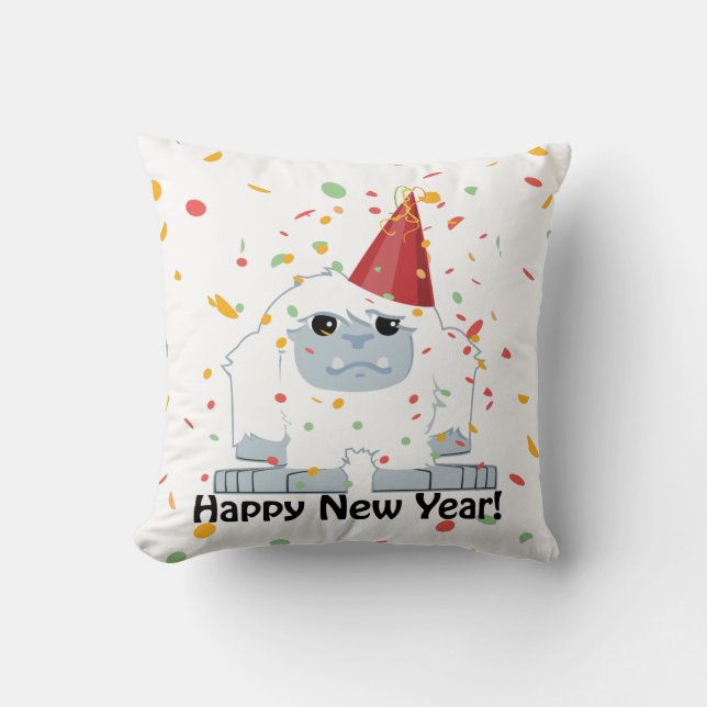 Cojín Decorativo Feliz Año Nuevo Yeti (Anverso)