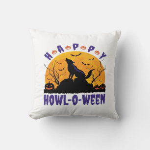 Cojín Decorativo Feliz Aullido O Ween Aullando Halloween Perro Esen