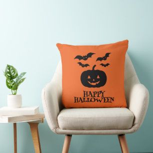 Cojín Decorativo Feliz Bate de Calabaza de Halloween Mínimo