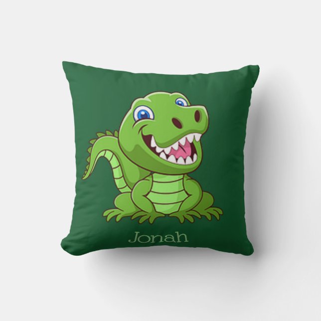 Cojín Decorativo Feliz bebé T-Rex Dinosaurio (Anverso)