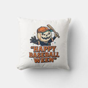 Cojín Decorativo Feliz béisbol Ween Vintage Halloween Diseño de béi