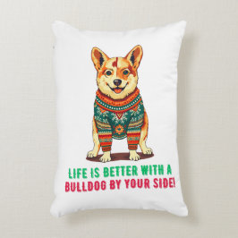 Cojín Decorativo Feliz bulldog navideño