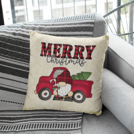 Cojín Decorativo Feliz Camión De Navidad Y Gnome