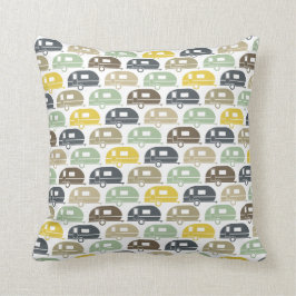 Cojín Decorativo Feliz campista| Modernos tonos de color azul retro