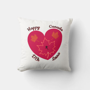 Cojín Decorativo Feliz Canadá D'Eh Corazón, Rana, Hojas de arce