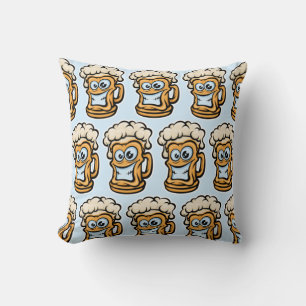 Cojín Decorativo Feliz Cerveza Mug, Ilustracion divertido