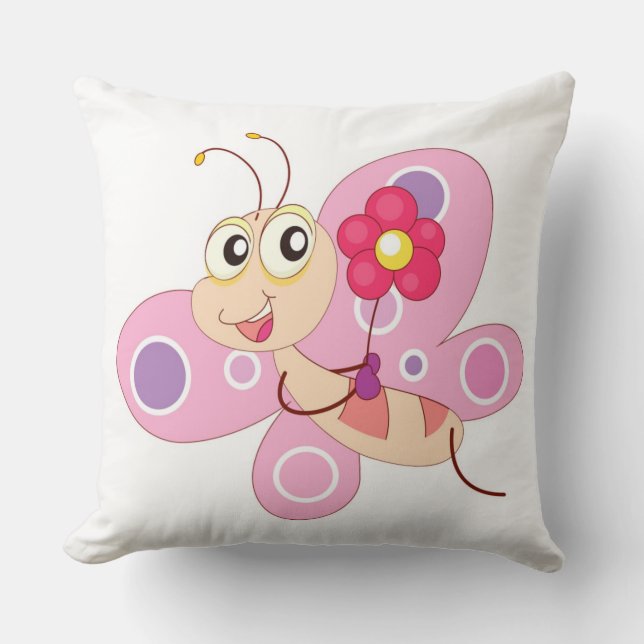 COJÍN DECORATIVO FELIZ CHICA DE LA MARIPOSA (Anverso)