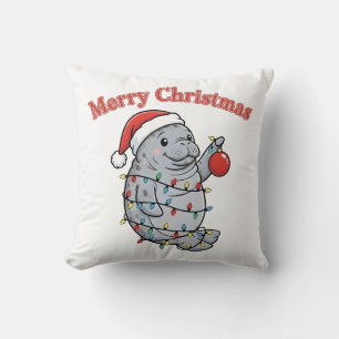 Cojín Decorativo Feliz Chrismiss Manatí Lindo Regordete Vaca Marina