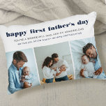 Cojín Decorativo Feliz Collage de fotos del Día del Primer Padre 3<br><div class="desc">La almohada de fotos del Día del Primer Padre con 3 de tus fotos favoritas con tu recién nacido. Toda la redacción es editable y actualmente dice "feliz día del primer padre... eres un hombre maravilloso y un papá asombroso... te queremos toda la palabra ・ [nombres]". El texto está escrito...</div>