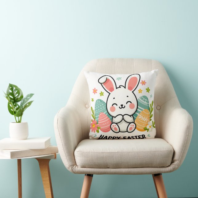 Cojín Decorativo Feliz Conejo de Pascua (Silla)