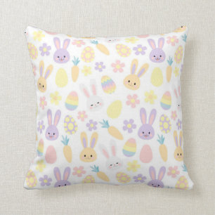 Cojín Decorativo Feliz Conejo Púrpura de Pascua