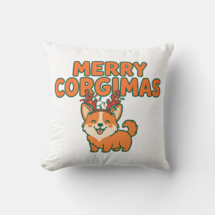 Cojín Decorativo Feliz Corgimas Divertido Regalo de Navidad para Ma