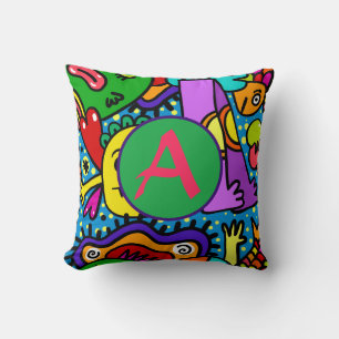COJÍN DECORATIVO FELIZ CRITERIOS DE DOODLE MONSTER PILLOW INICIAL