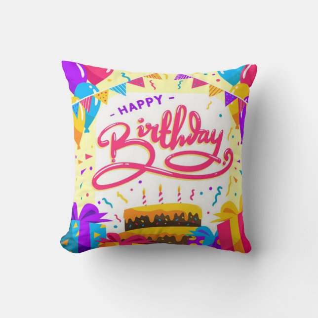 Cojín Decorativo Feliz cumpleaños (Anverso)