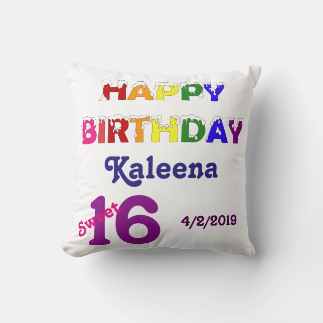 Cojín Decorativo Feliz cumpleaños 16 (Anverso)