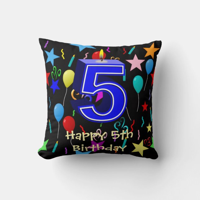 Cojín Decorativo Feliz cumpleaños 5  (Anverso)