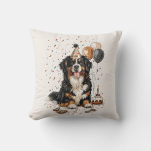 Cojín Decorativo Feliz cumpleaños Bernese Mountain Dog