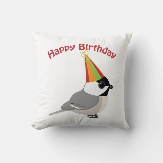 Cojín Decorativo Feliz cumpleaños Chickadee (Anverso)