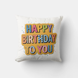 Cojín Decorativo Feliz cumpleaños con patrón