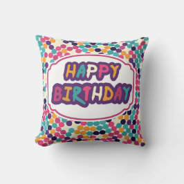 Cojín Decorativo Feliz cumpleaños con texto Personalizado Círculos