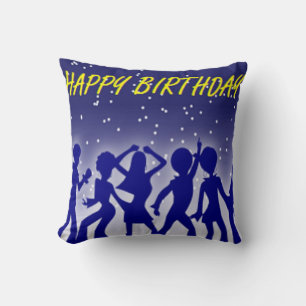 COJÍN DECORATIVO "FELIZ CUMPLEAÑOS" DISCO DANCERS