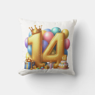 Cojín Decorativo Feliz cumpleaños dorado 14