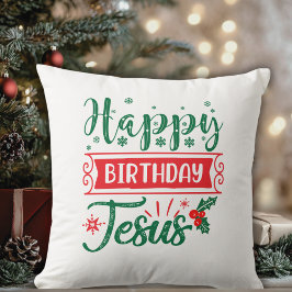 Cojín Decorativo Feliz cumpleaños, feriado de los Navidades Jesús