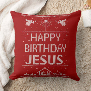 Cojín Decorativo Feliz cumpleaños Jesús Navidades Natividad cristia