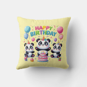Cojín Decorativo Feliz cumpleaños Pandas