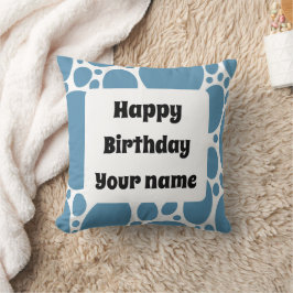 Cojín Decorativo Feliz cumpleaños, patrón azul