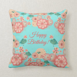 Cojín Decorativo Feliz cumpleaños primavera Peach Flower Garden Mon