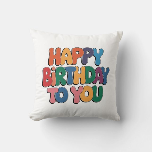 Cojín Decorativo Feliz cumpleaños retro (Anverso)