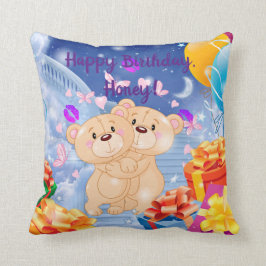 Cojín Decorativo Feliz cumpleaños Teddy Bear