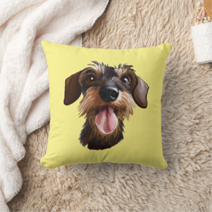 Cojín Decorativo Feliz Dachshund de cabello alámbrico