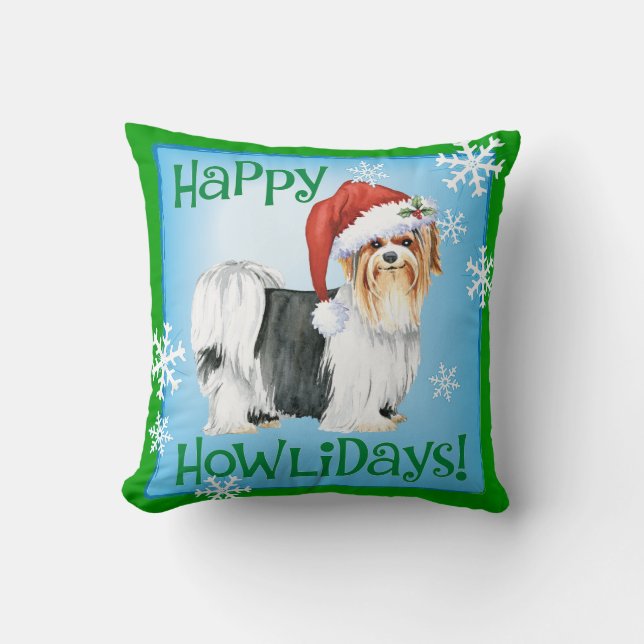 Cojín decorativo feliz de Howlidays Biewer Terrier (Anverso)