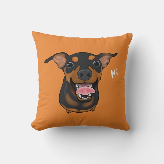 Cojín decorativo feliz del Pinscher miniatura del (Anverso)