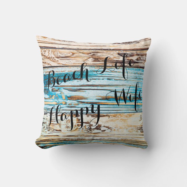 Cojín decorativo feliz del tablón de la buena vida (Anverso)