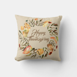 Cojín Decorativo Feliz Día de Acción de Gracias Wreath Pillow