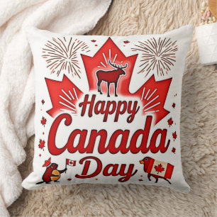 Cojín Decorativo ¡Feliz Día de Canadá!
