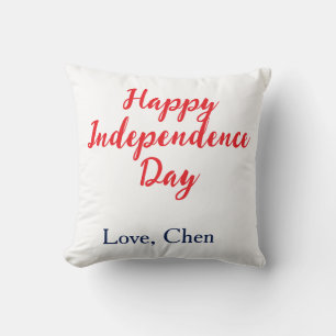 Cojín Decorativo feliz día de la independencia rojo azul trabajo am