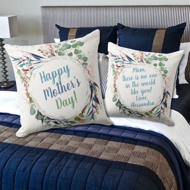 Cojín Decorativo Feliz día de la madre, Bonito en blanco (Subido por el creador)