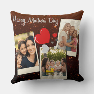 Cojín Decorativo Feliz Día de la Madre Collage de Fotos Personaliza