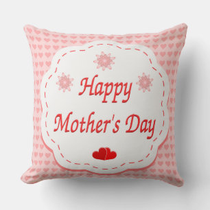 COJÍN DECORATIVO "FELIZ DÍA DE LA MADRE " CORAZONES ROSAS