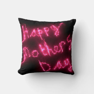 Cojín Decorativo Feliz Día de la Madre Electric Hot Pink Glow Text