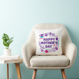 Cojín Decorativo Feliz Día de la Madre Estilo Retro Te Amo Mamá