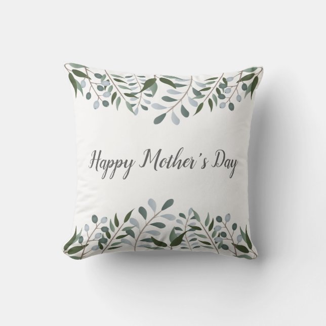 Cojín Decorativo Feliz Día de la Madre Eucalyptus Greeneration Flor (Anverso)